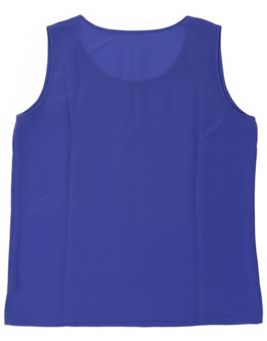 Vintage mujeres ver a través del chaleco Top Reino Unido 8 pequeña seda azul