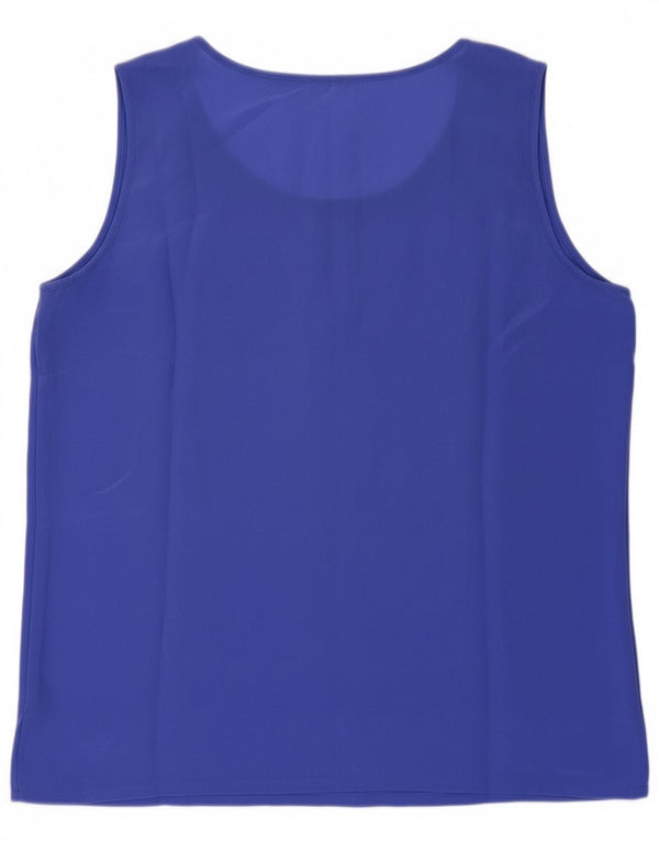 Vintage Womens See Through Vest Top UK 8 Small Blue Silk