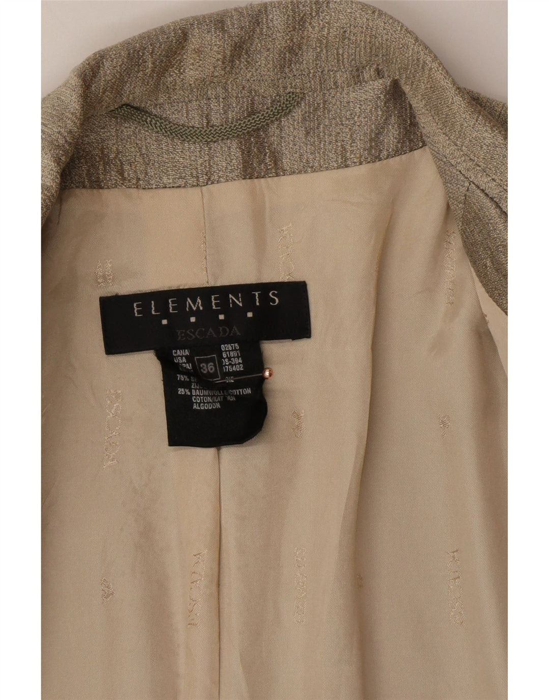 ESCADA Chaqueta tipo blazer larga con 1 botón Elements para mujer EU 36 Small Gold