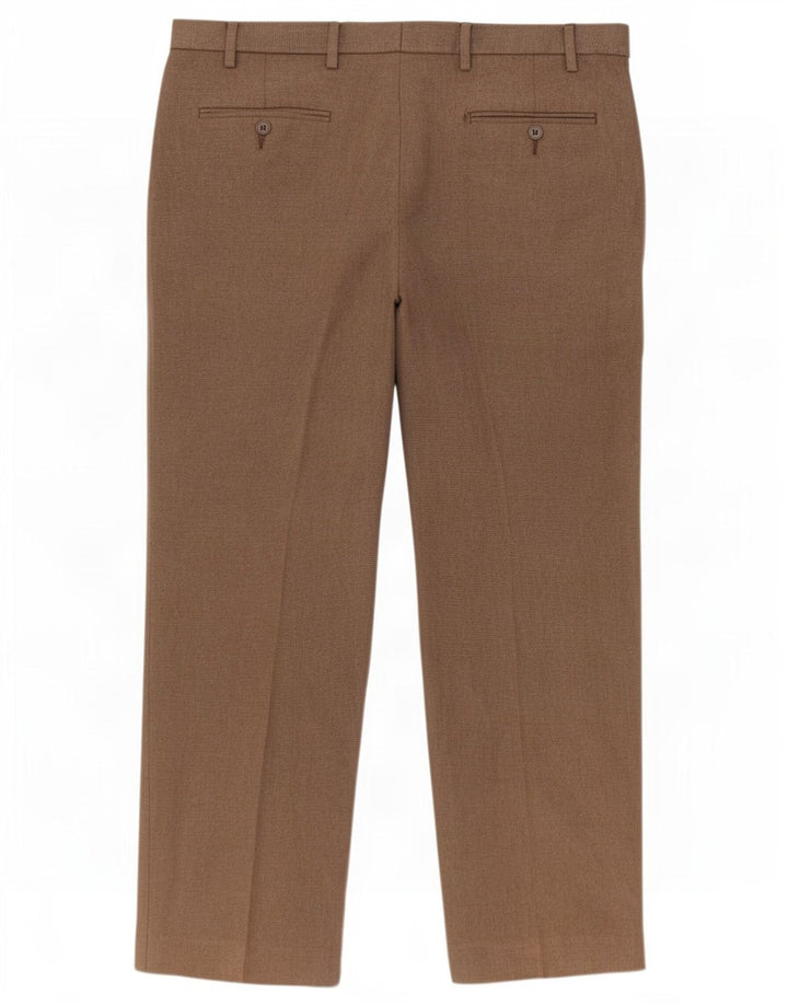 Marks & Spencer Pantalón de traje regular para hombre W38 L29 Poliéster marrón