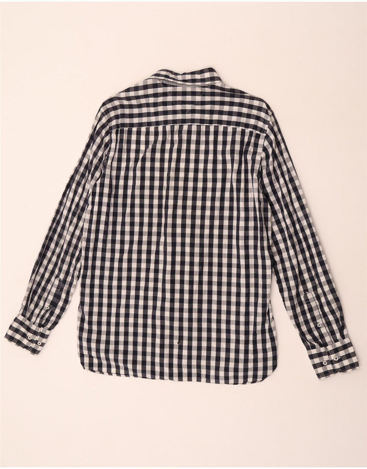 Tommy Hilfiger Camisa de ajuste personalizado para hombre, talla 15 1/2 16, cuadros azules medianos