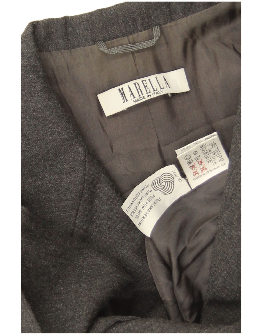 Marella Chaqueta Blazer de 3 Botones para Mujer UK 18 XL Gris Lana Nueva