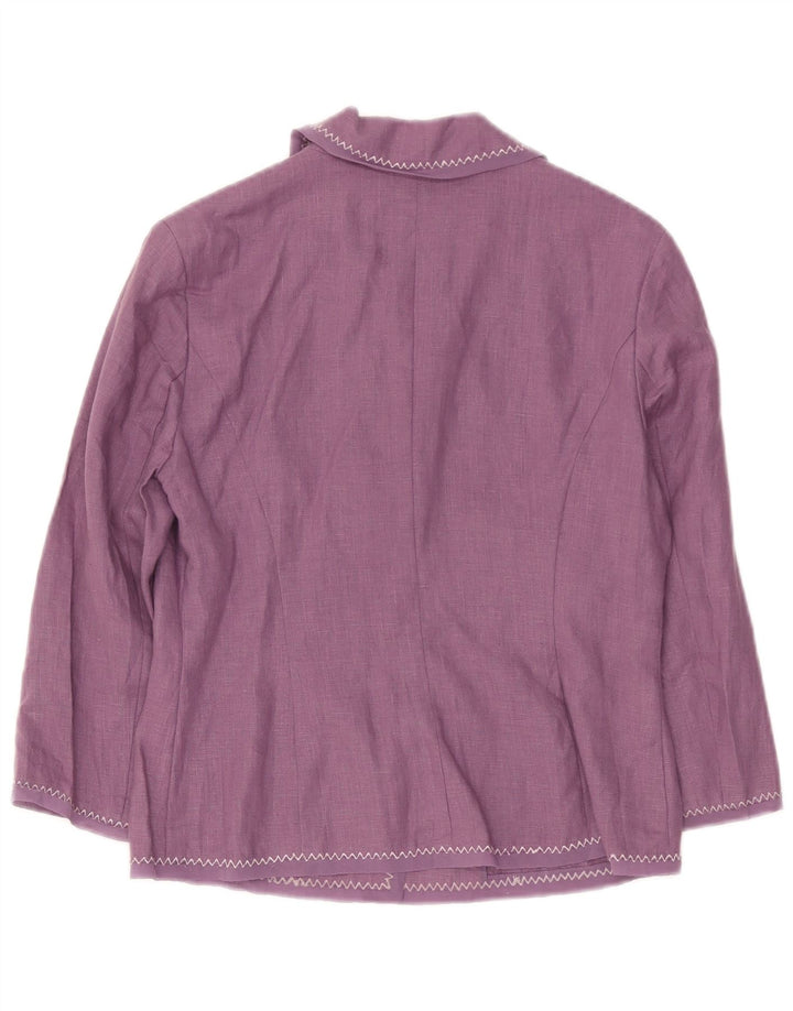 Laura Ashley Chaqueta Blazer de 3 Botones para Mujer UK 8 Small Lino Púrpura