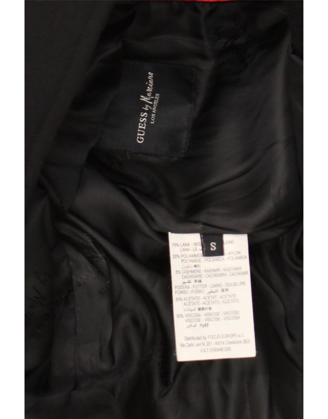 Guess By Marciano Abrigo para hombre UK 36 Small Lana negra
