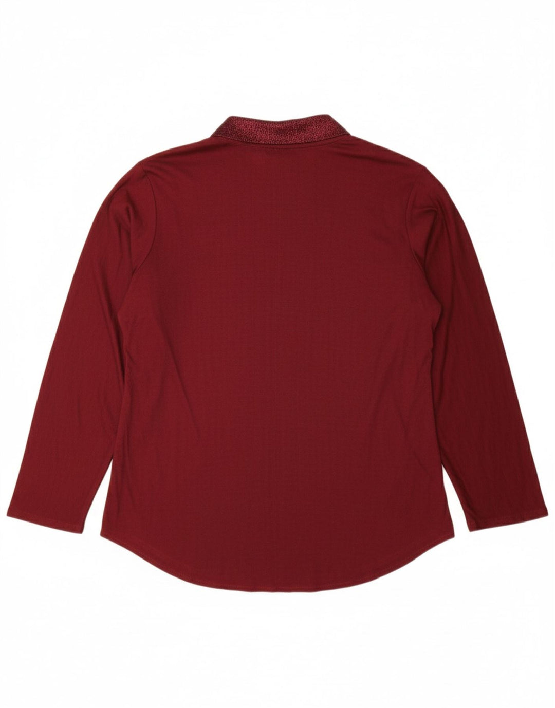 VINTAGE Mujer Top Manga Larga Reino Unido 14 Grande Borgoña Floral