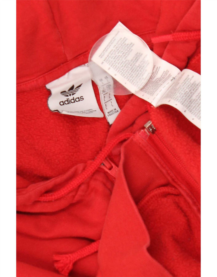 Adidas - Sudadera con capucha y cremallera para hombre, tamaño grande, algodón rojo