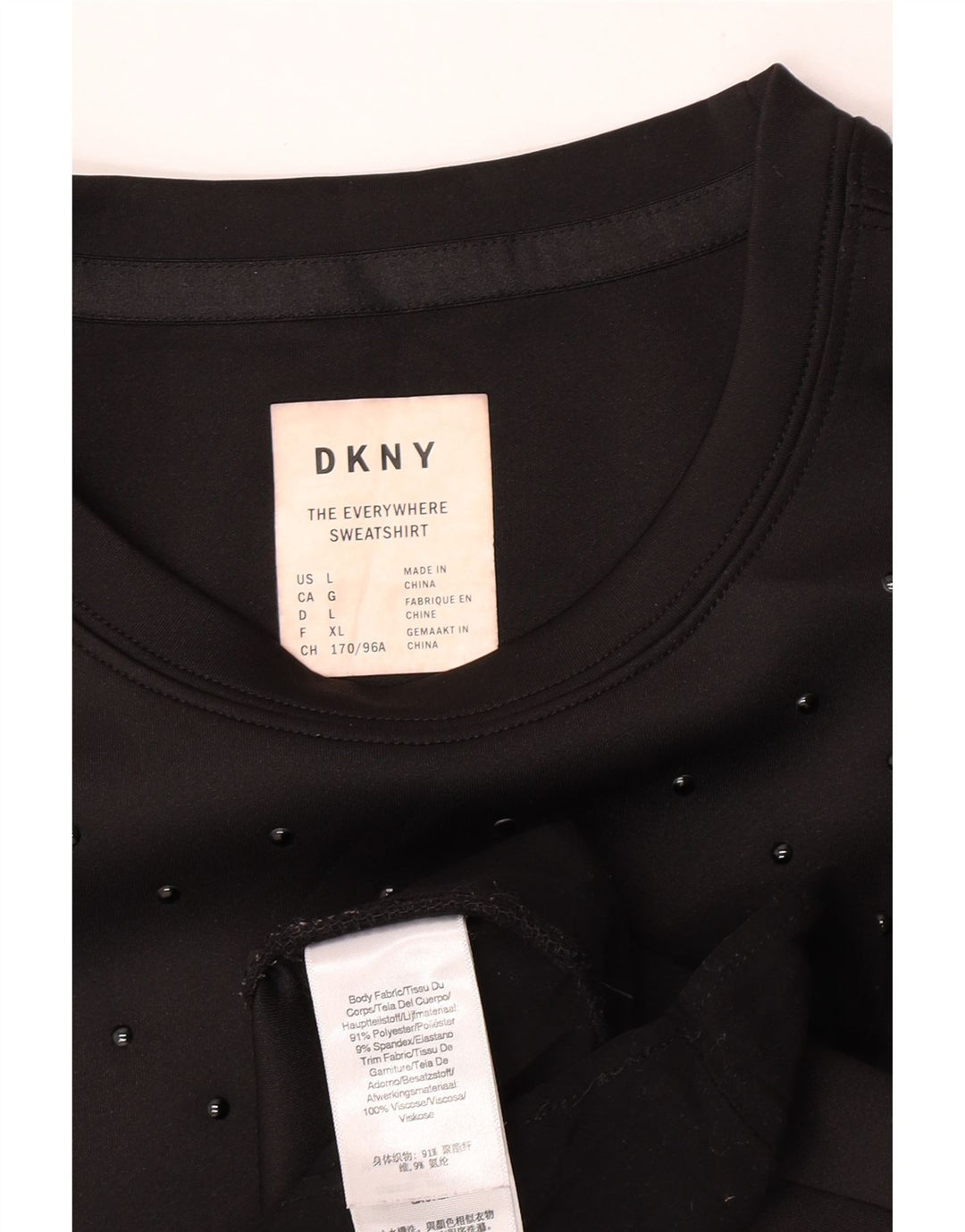 Dkny Sudadera para mujer Jumper UK 46 Grande Poliéster negro
