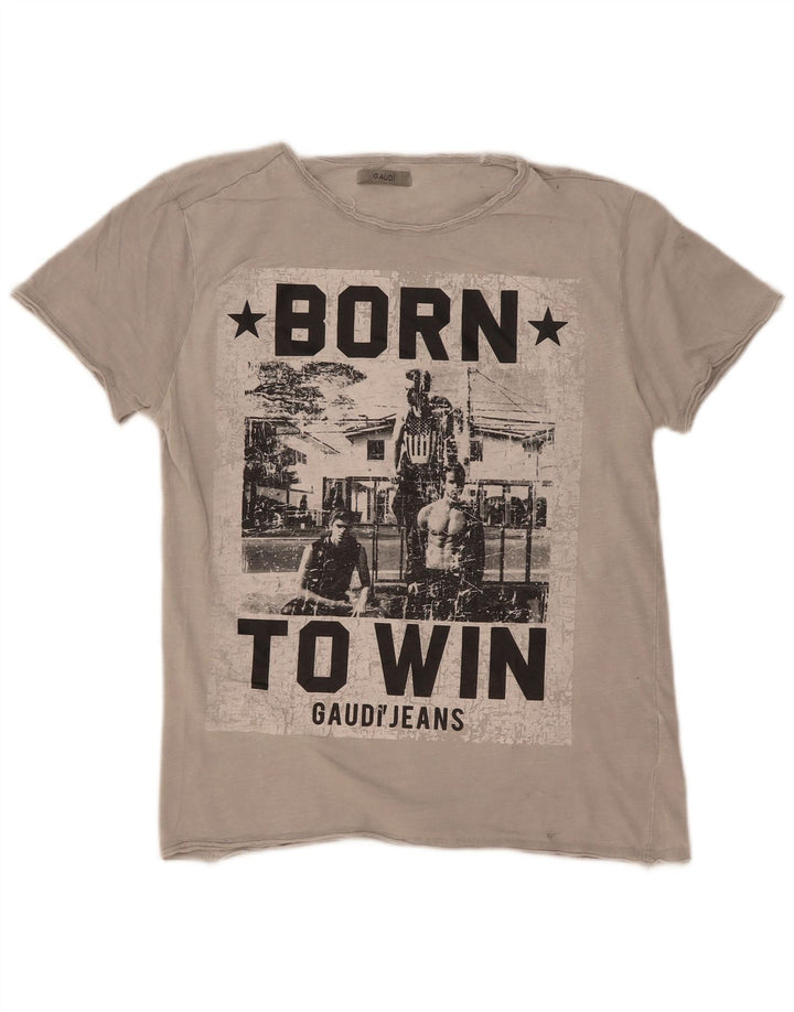 Gaudí Camiseta gráfica para hombre Top Algodón gris medio