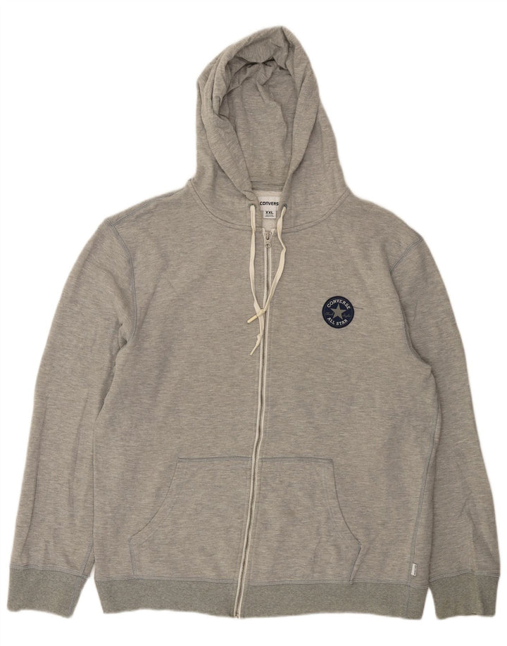 CONVERSE Suéter con capucha y cremallera para hombre 2XL Algodón gris