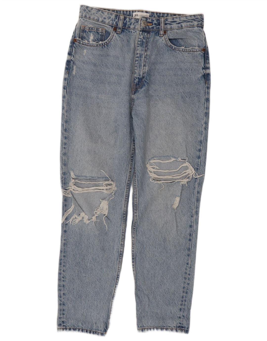Zara Jeans Cónicos Desgastados para Mujer EU 40 Medium W30 L28 Azul