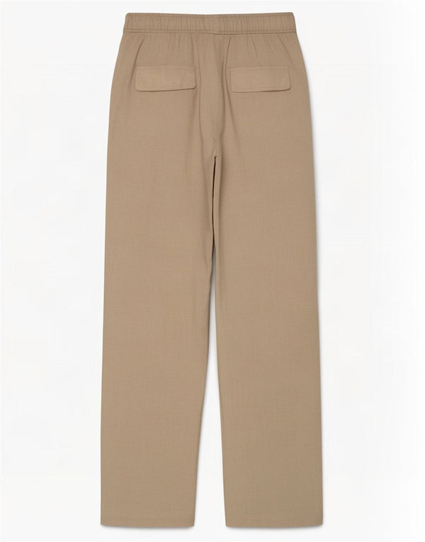 Zara Mujer Pantalones Holgados De Talle Alto Mediano W28 L30 Lino Beige