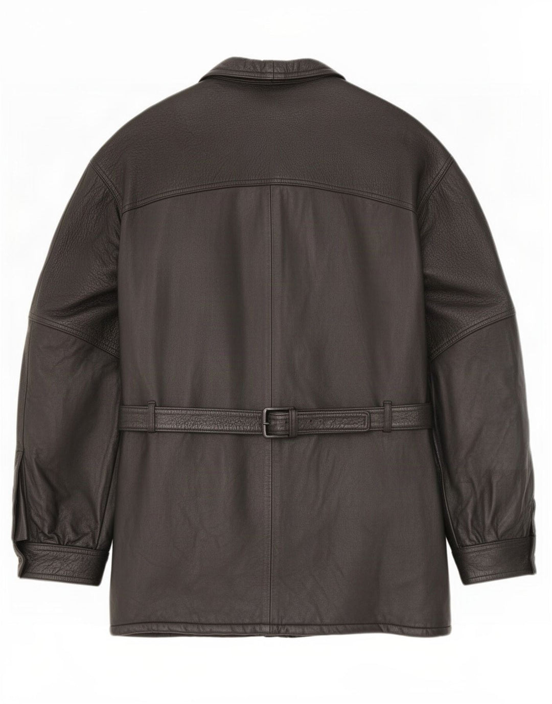 Abrigo de cuero vintage para hombre IT 54 2XL Negro