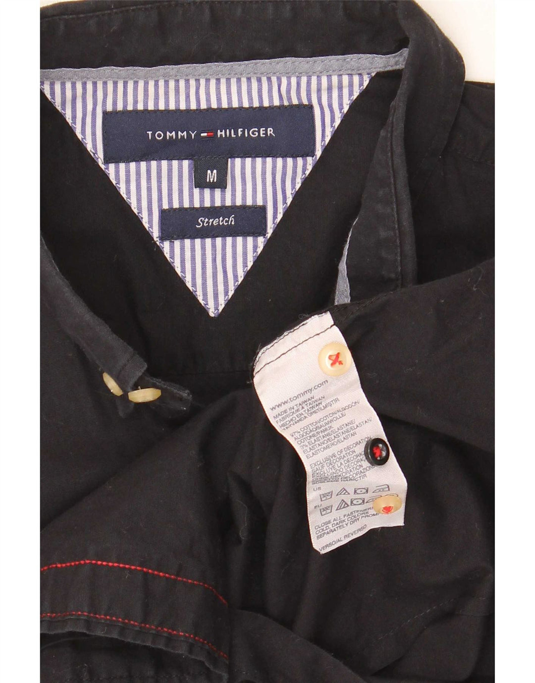 Tommy Hilfiger Camisa elástica para hombre de algodón negro mediano