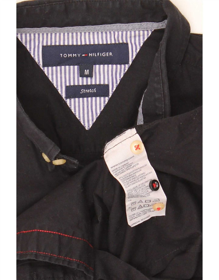 Tommy Hilfiger Camisa elástica para hombre de algodón negro mediano