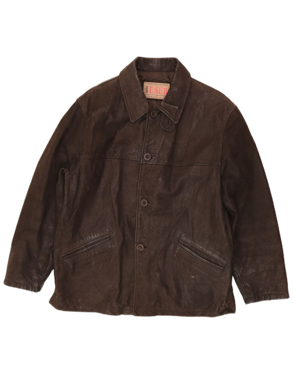 Chaqueta de cuero vintage para hombre IT 48 Marrón medio
