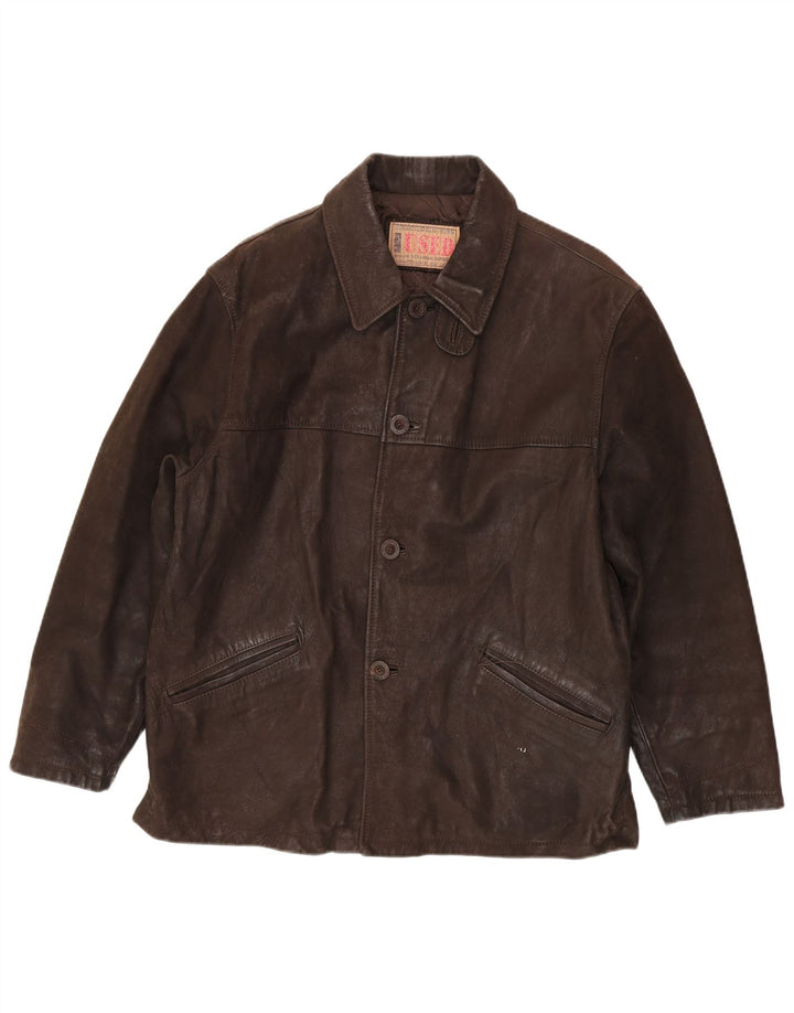 Chaqueta de cuero vintage para hombre IT 48 Marrón medio