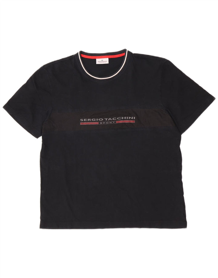 Sergio Tacchini Camiseta gráfica para hombre Top 2XL Negro
