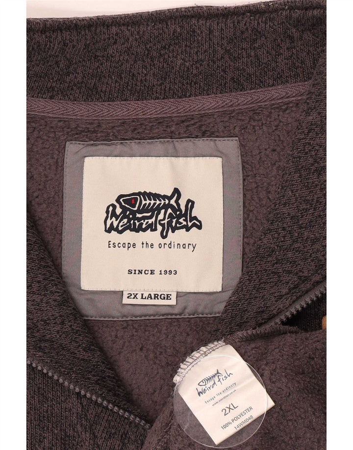 Weird Fish Suéter tipo jersey con cuello y cremallera para hombre 2XL Poliéster gris