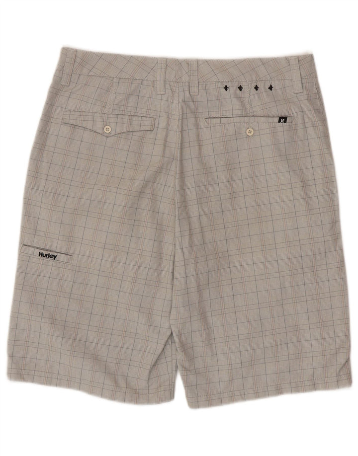 HURLEY Pantalones cortos cargo para hombre W32 Poliéster a cuadros gris medio