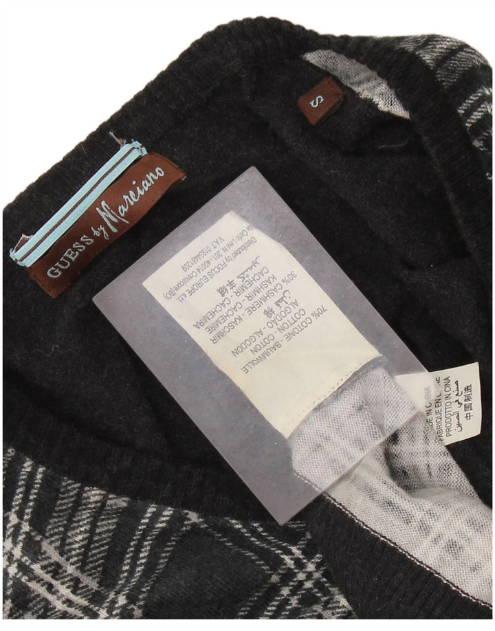 GUESS BY MARCIANO Suéter tipo jersey con cuello en V para mujer UK 10 Small Black Check