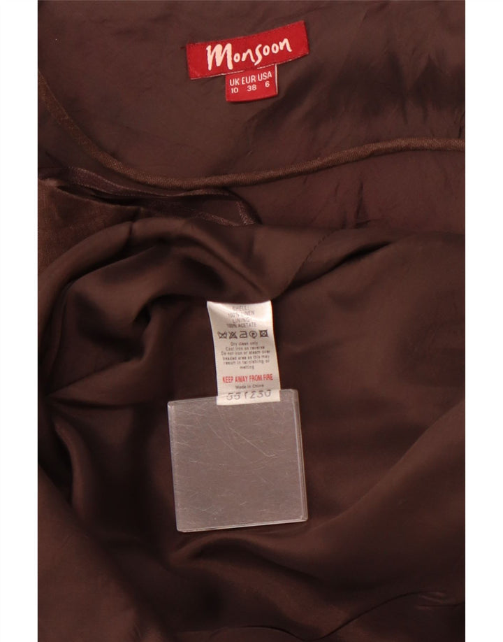 MONSOON Vestido Halter para Mujer UK 10 Pequeño Lino Marrón