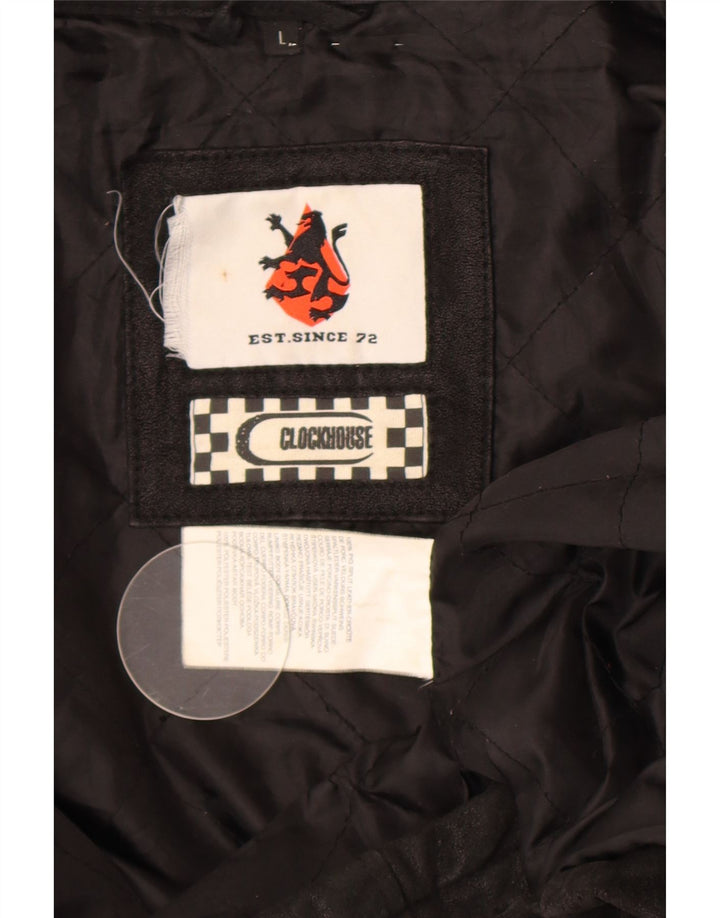 CLOCK HOUSE Chaqueta motera de cuero para hombre UK 40 Large Black Leather