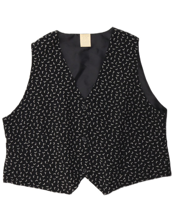 Chaleco vintage para mujer Reino Unido 26/28 5XL Viscosa geométrica negra