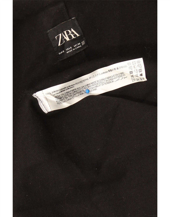 Zara Mujer Abrigo Abierto UK 10 Small Poliéster Negro