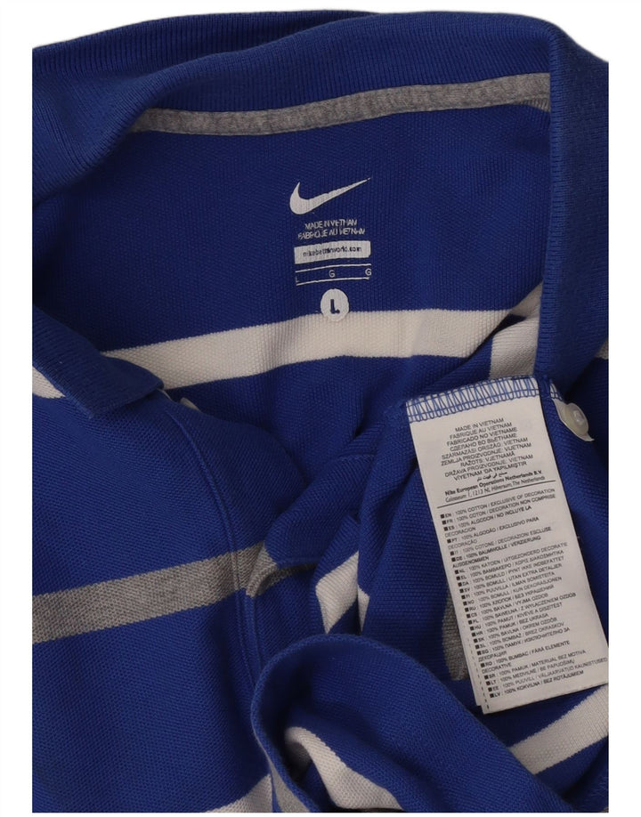 NIKE Polo para hombre de algodón a rayas azules grandes