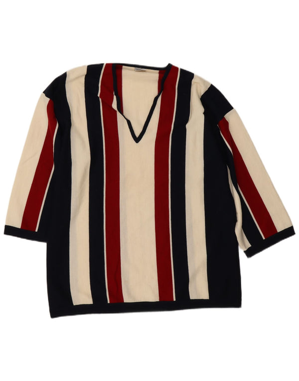 Accento By Marzotto Jersey con Cuello en V para Hombre, tamaño Mediano, Rayas Multicolores