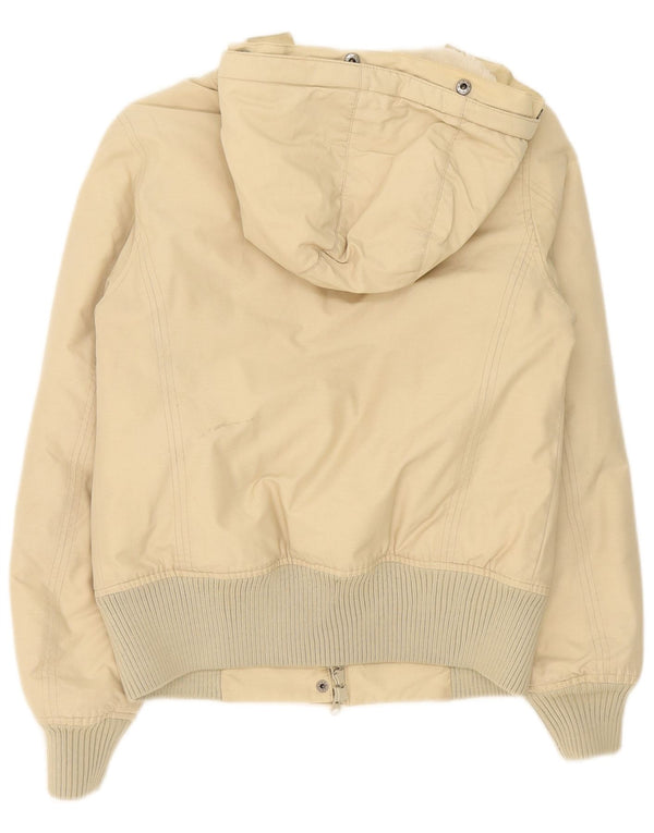 Woolrich Chaqueta acolchada extragrande con capucha para mujer UK 10 Small Beige Cotton