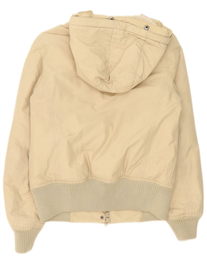 Woolrich Chaqueta acolchada extragrande con capucha para mujer UK 10 Small Beige Cotton