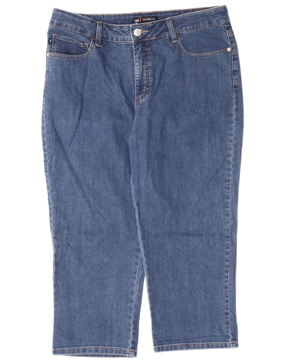 LEE Vaqueros capri de ajuste clásico para mujer US 16 2XL W34 L22 Algodón azul
