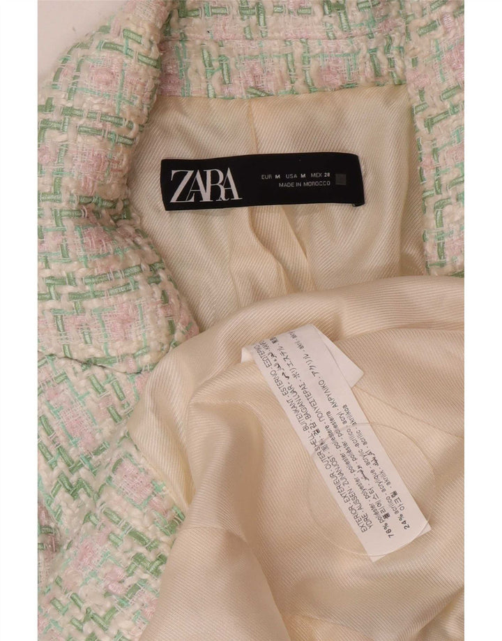 Zara Mujer Chaqueta Blazer De Doble Botonadura UK 40 Medium Green Check