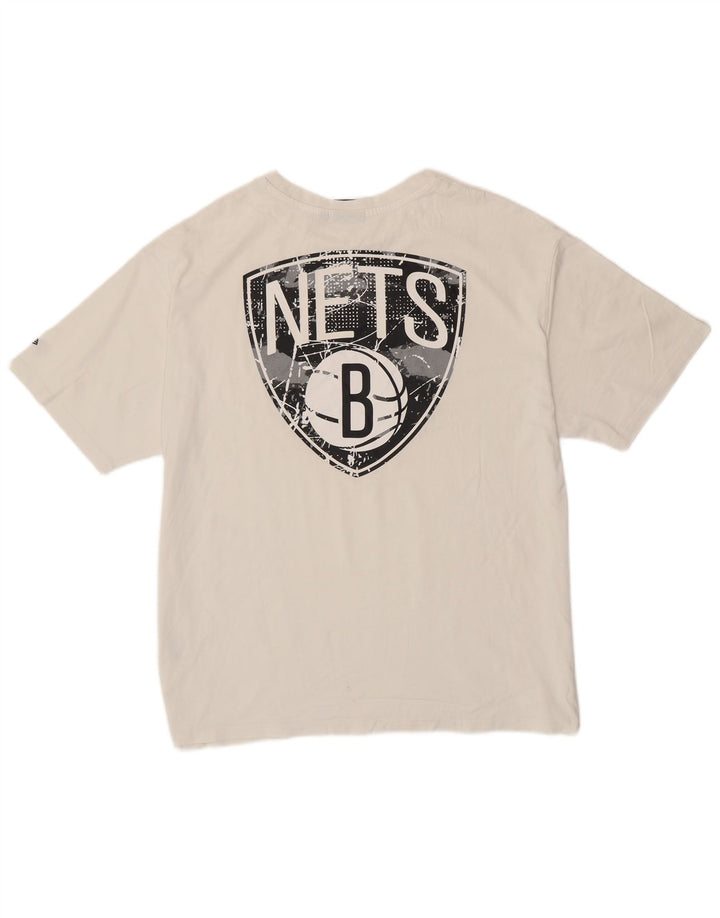 New Era Camiseta con gráfico de los Brooklyn Nets para hombre, talla grande, color blanco