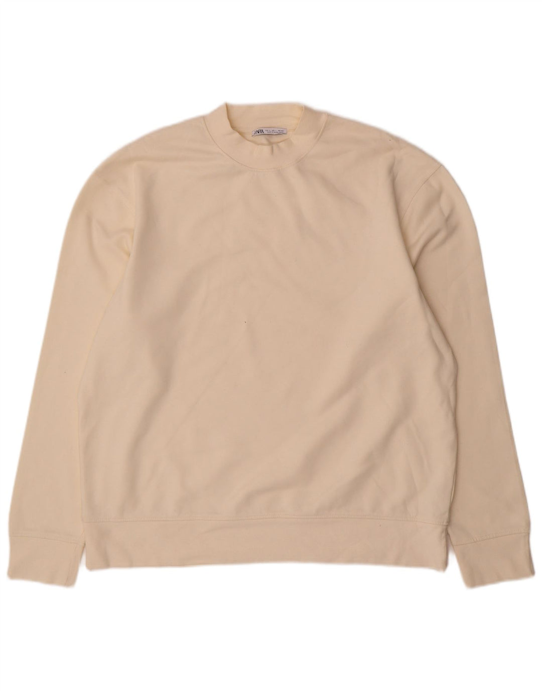 Zara Hombre Sudadera Jumper Large Blanco Roto Algodón