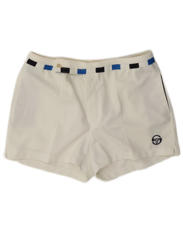 Sergio Tacchini Pantalones cortos chinos para mujer IT 52 2XL W36 Bloque de color blanco