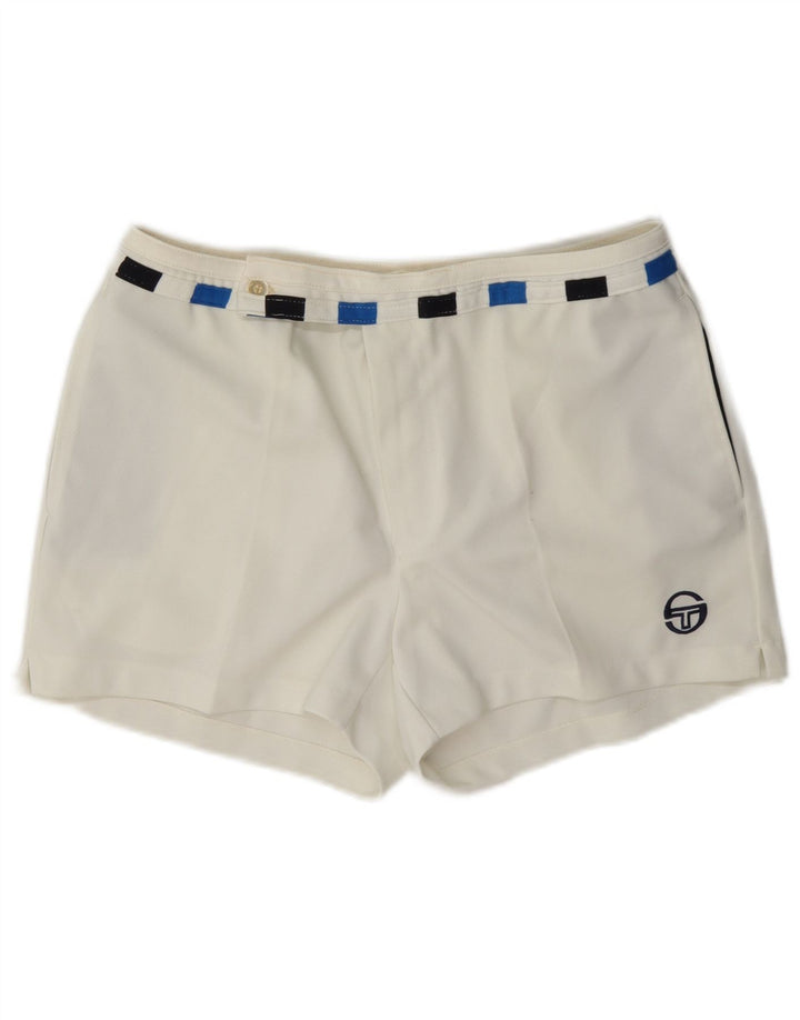 Sergio Tacchini Pantalones cortos chinos para mujer IT 52 2XL W36 Bloque de color blanco