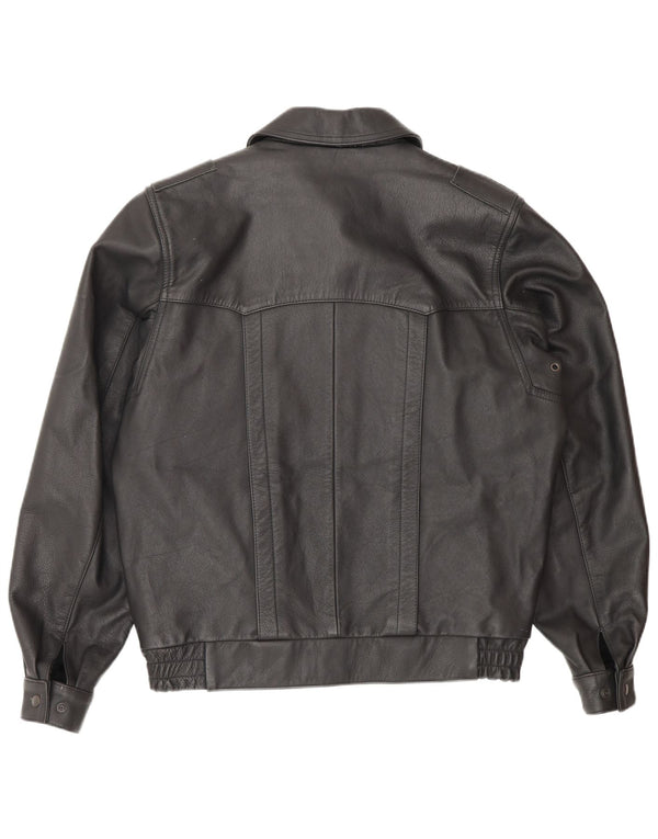 Vintage mujer chaqueta de cuero Reino Unido 18 XL negro