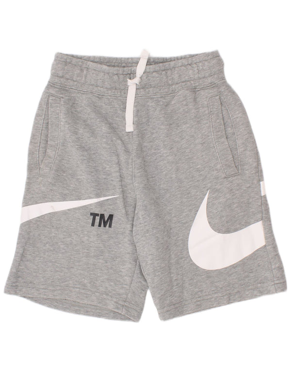 Nike - Pantalones cortos deportivos con gráficos para niños de 8 a 9 años, algodón moteado gris pequeño