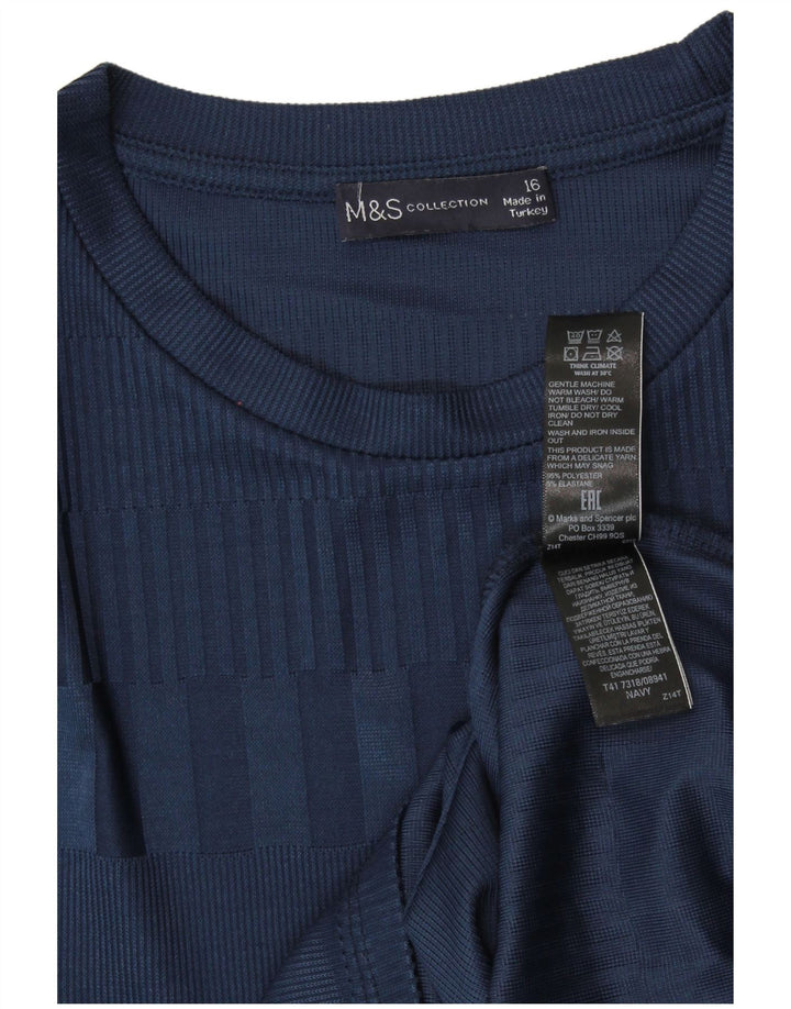 MARKS & SPENCER Camiseta para mujer Top UK 46 Grande Poliéster a rayas azul marino