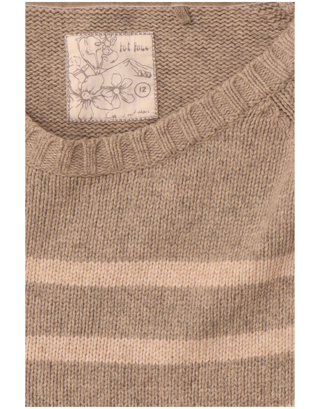 FAT FACE Suéter tipo jersey para mujer con cuello barco UK 40 Gris medio a rayas