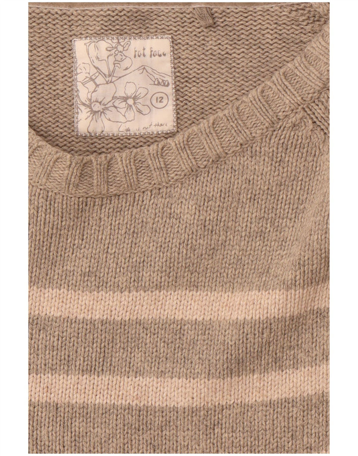 FAT FACE Suéter tipo jersey para mujer con cuello barco UK 40 Gris medio a rayas