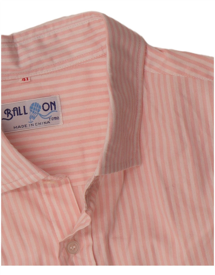 Camisa De Hombre Globo Talla 41 Algodón A Rayas Rosa Mediano