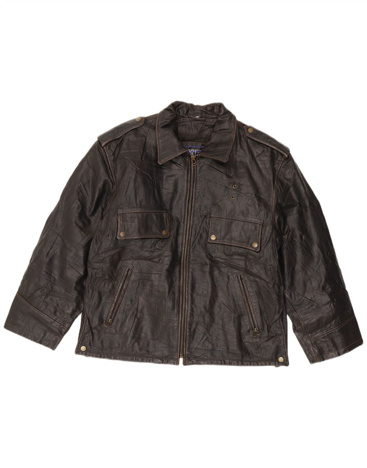 Bikers Chaqueta motera de cuero para hombre IT 52 XL Cuero marrón