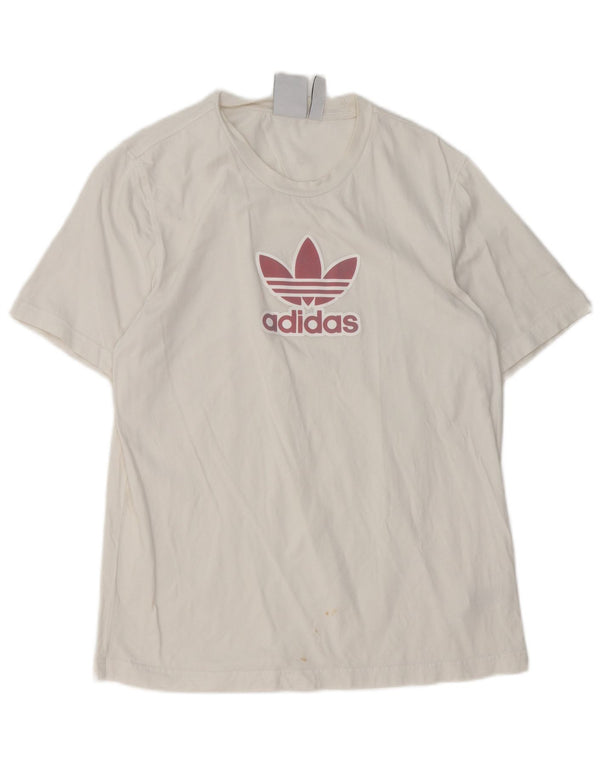 Adidas - Camiseta gráfica para hombre, talla mediana, algodón blanco