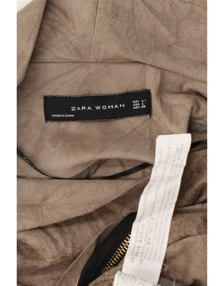 ZARA Chaqueta bomber corta para mujer Reino Unido 44 Grande Marrón Tie Dye Poliéster