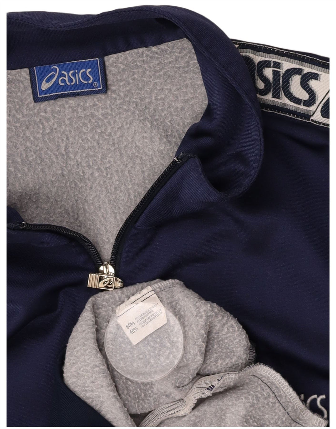 ASICS Mens Graphic Chándal Top Chaqueta Grande Azul Marino Poliamida