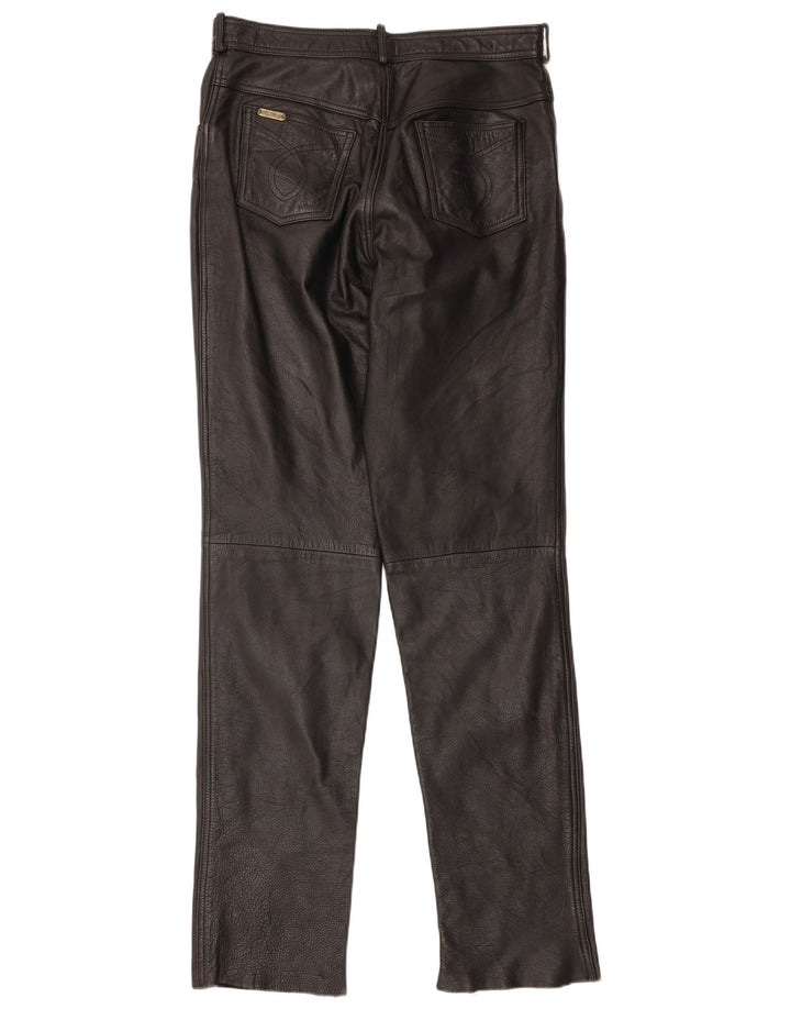 Linus Hombre Pantalones De Cuero Slim W34 L34 Negro