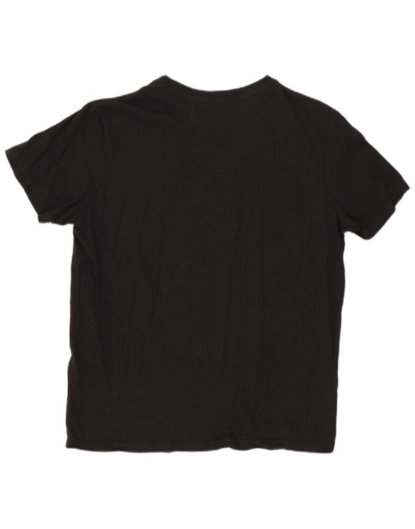 JACK & JONES Hombre Camiseta gráfica Top Medium Black Cotton